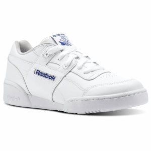 Adidasy Dziecięce Reebok Workout Plus Białe/Szare/Królewski Niebieski PL 65KUYNV